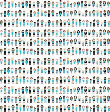 Illustration of 360 people standing together